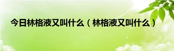 今日林格液又叫什么（林格液又叫什么）