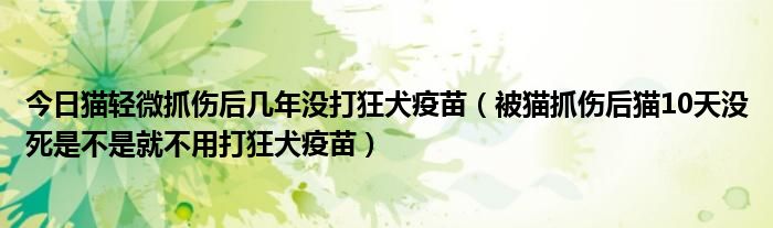 今日猫轻微抓伤后几年没打狂犬疫苗（被猫抓伤后猫10天没死是不是就不用打狂犬疫苗）