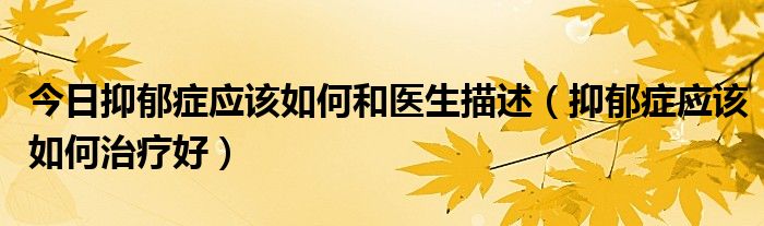 今日抑郁症应该如何和医生描述（抑郁症应该如何治疗好）