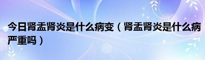 今日肾盂肾炎是什么病变（肾盂肾炎是什么病严重吗）