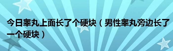 今日睾丸上面长了个硬块（男性睾丸旁边长了一个硬块）