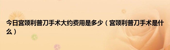 今日宫颈利普刀手术大约费用是多少（宫颈利普刀手术是什么）