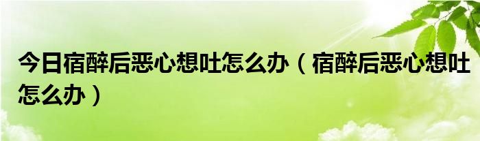 今日宿醉后恶心想吐怎么办（宿醉后恶心想吐怎么办）