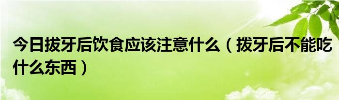 今日拔牙后饮食应该注意什么（拨牙后不能吃什么东西）