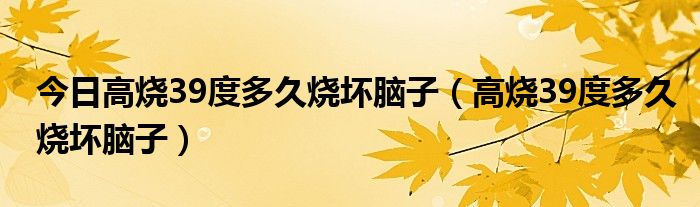 今日高烧39度多久烧坏脑子（高烧39度多久烧坏脑子）