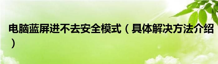 电脑蓝屏进不去安全模式（具体解决方法介绍）