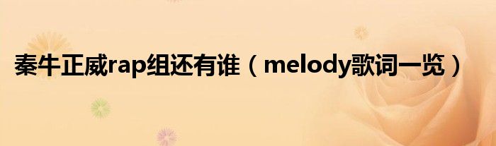 秦牛正威rap组还有谁（melody歌词一览）