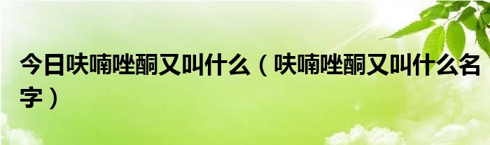 今日呋喃唑酮又叫什么（呋喃唑酮又叫什么名字）