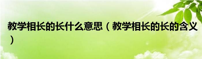 教学相长的长什么意思（教学相长的长的含义）