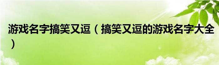 游戏名字搞笑又逗（搞笑又逗的游戏名字大全）