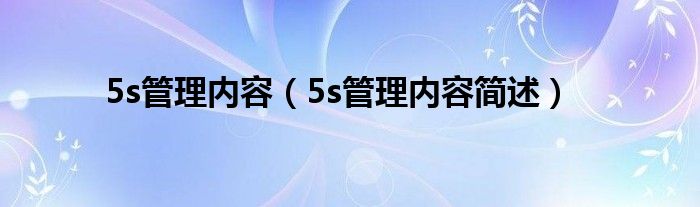 5s管理内容（5s管理内容简述）