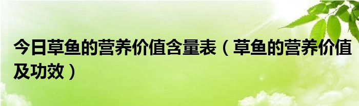 今日草鱼的营养价值含量表（草鱼的营养价值及功效）