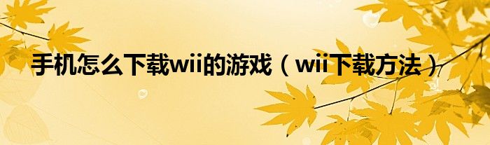 手机怎么下载wii的游戏（wii下载方法）