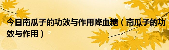 今日南瓜子的功效与作用降血糖（南瓜子的功效与作用）