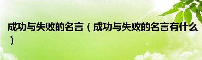 成功与失败的名言（成功与失败的名言有什么）