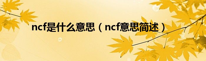 ncf是什么意思（ncf意思简述）