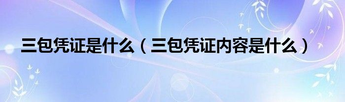 三包凭证是什么（三包凭证内容是什么）