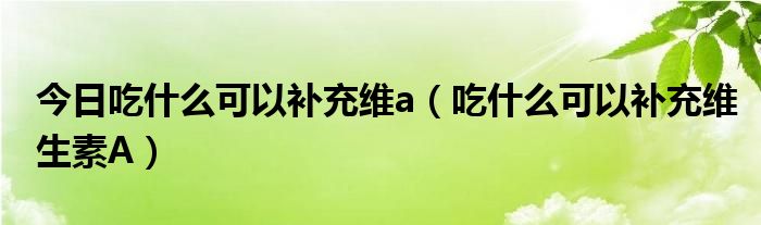 今日吃什么可以补充维a（吃什么可以补充维生素A）