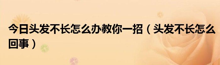 今日头发不长怎么办教你一招（头发不长怎么回事）