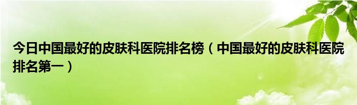 今日中国最好的皮肤科医院排名榜（中国最好的皮肤科医院排名第一）