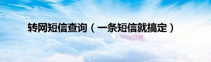 转网短信查询（一条短信就搞定）