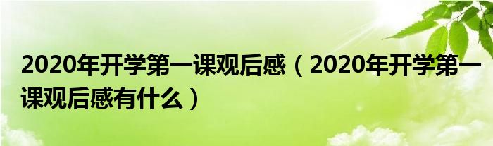 2020年开学第一课观后感（2020年开学第一课观后感有什么）