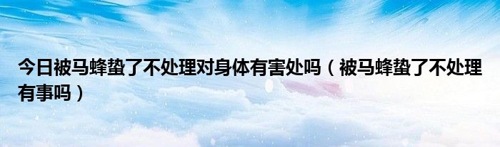 今日被马蜂蛰了不处理对身体有害处吗（被马蜂蛰了不处理有事吗）