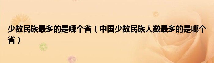 少数民族最多的是哪个省（中国少数民族人数最多的是哪个省）