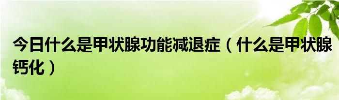 今日什么是甲状腺功能减退症（什么是甲状腺钙化）