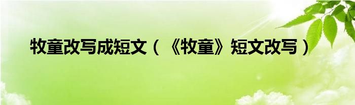 牧童改写成短文（《牧童》短文改写）