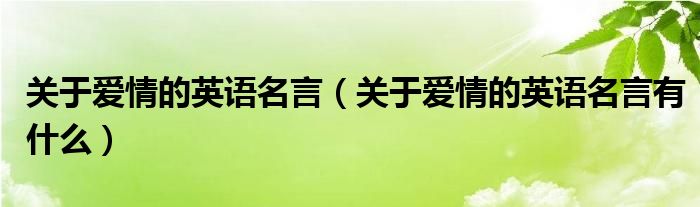 关于爱情的英语名言（关于爱情的英语名言有什么）