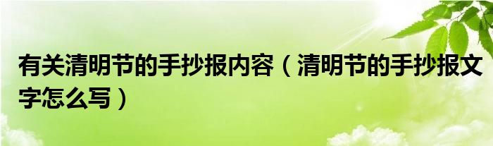 有关清明节的手抄报内容（清明节的手抄报文字怎么写）