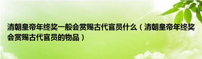 清朝皇帝年终奖一般会赏赐古代官员什么（清朝皇帝年终奖会赏赐古代官员的物品）