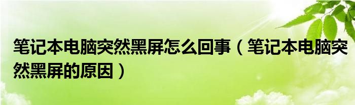 笔记本电脑突然黑屏怎么回事（笔记本电脑突然黑屏的原因）