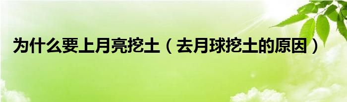 为什么要上月亮挖土（去月球挖土的原因）