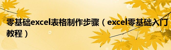 零基础excel表格制作步骤（excel零基础入门教程）