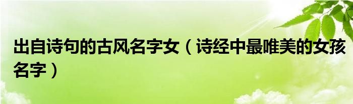 出自诗句的古风名字女（诗经中最唯美的女孩名字）