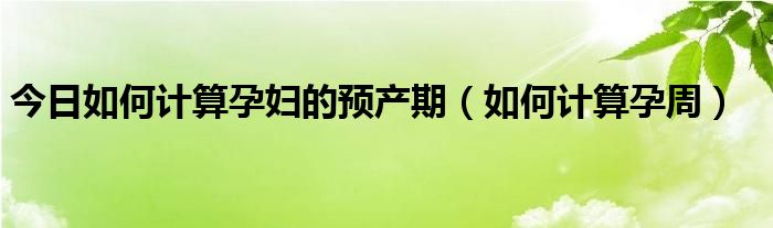 今日如何计算孕妇的预产期（如何计算孕周）