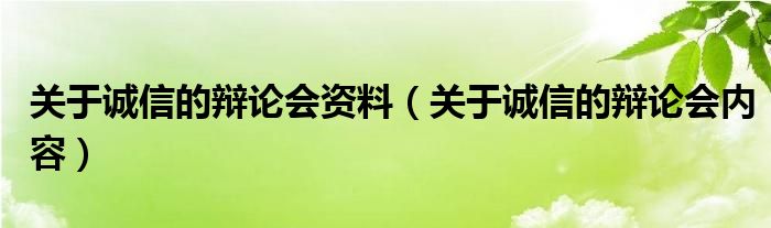 关于诚信的辩论会资料（关于诚信的辩论会内容）