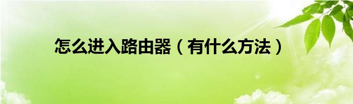 怎么进入路由器（有什么方法）