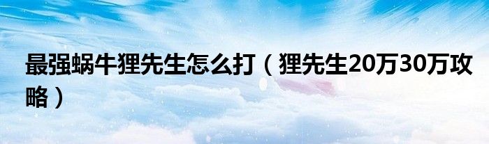 最强蜗牛狸先生怎么打（狸先生20万30万攻略）