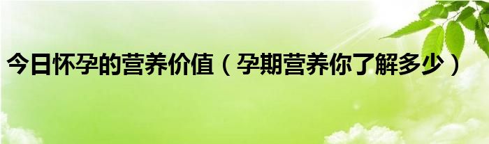 今日怀孕的营养价值（孕期营养你了解多少）