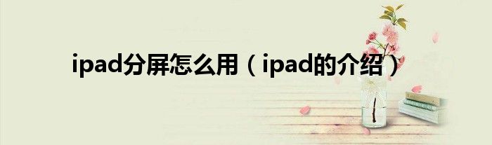 ipad分屏怎么用（ipad的介绍）