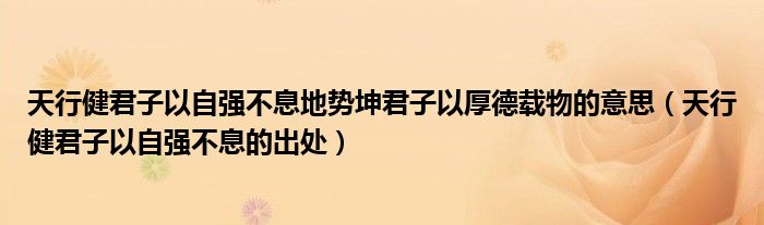 天行健君子以自强不息地势坤君子以厚德载物的意思（天行健君子以自强不息的出处）