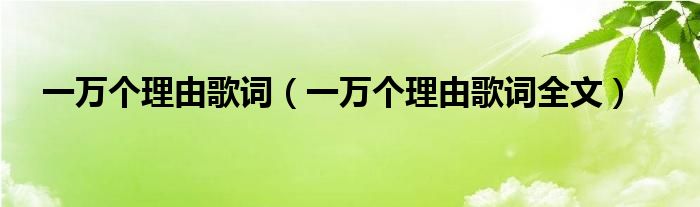 一万个理由歌词（一万个理由歌词全文）