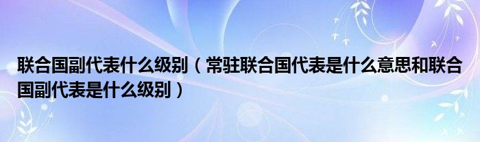 联合国副代表什么级别（常驻联合国代表是什么意思和联合国副代表是什么级别）