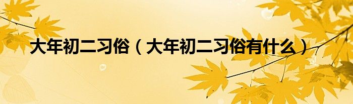 大年初二习俗（大年初二习俗有什么）