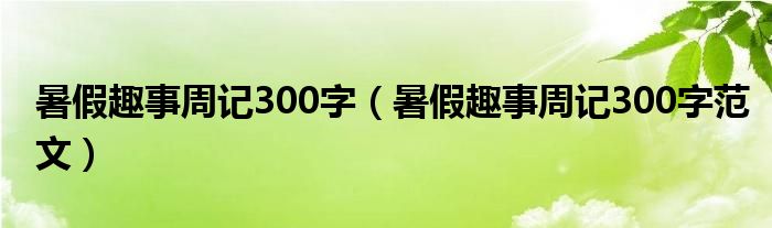 暑假趣事周记300字（暑假趣事周记300字范文）