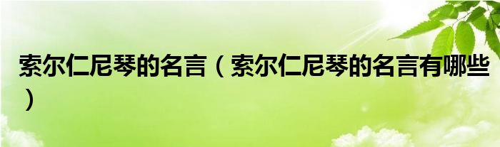 索尔仁尼琴的名言（索尔仁尼琴的名言有哪些）