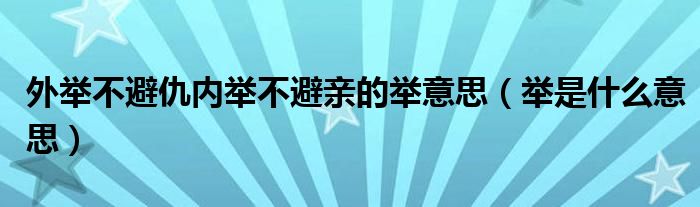 外举不避仇内举不避亲的举意思（举是什么意思）